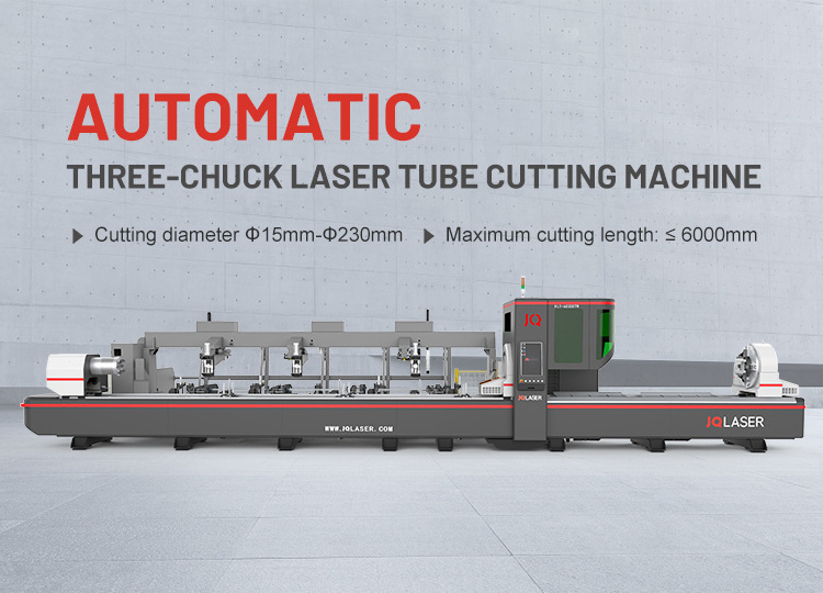 JQLASER 6000w Automatic Feeding Three Chuck Zero Tailings FiberLaser Cutting Mmachine For Metal Tubes