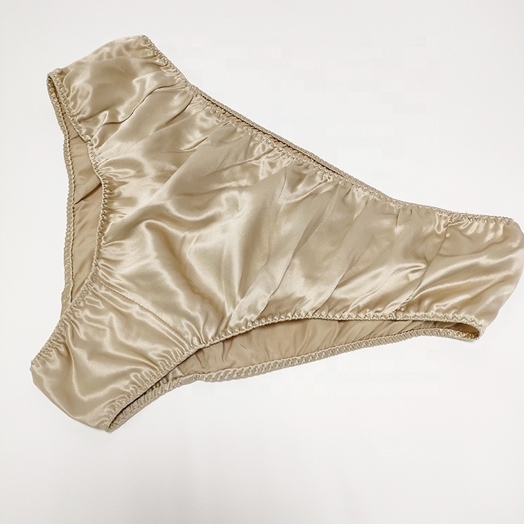 OEM Manufacture Mid-Rise 100% Natural Pure Silk Underwear for Women 22MM Silk Bikini Panties