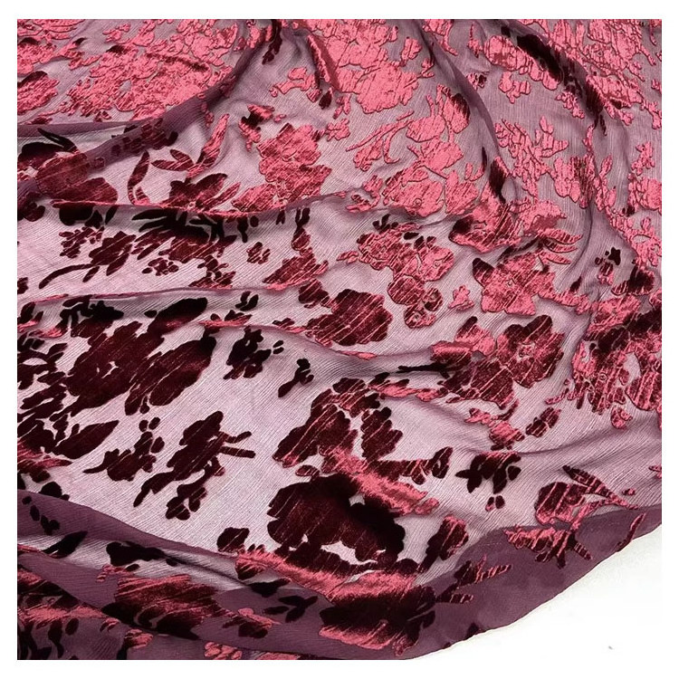 8mm Silk Lurex Crinkle Chiffon with Jacquard Velvet Fabric for Dress