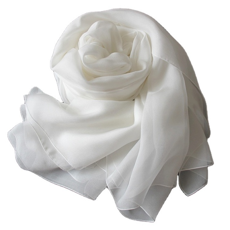 Pure Silk Scarf Plain White Silk Chiffon 100% Scarf for Painting White Silk Scarves For Dyeing