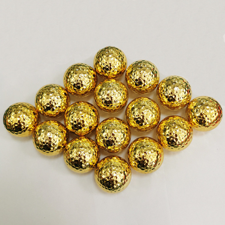 Wholesale Custom Logo Novelty Golden Color Two Layer Gold-Plated Golf Balls