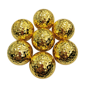 Wholesale Custom Logo Novelty Golden Color Two Layer Gold-Plated Golf Balls