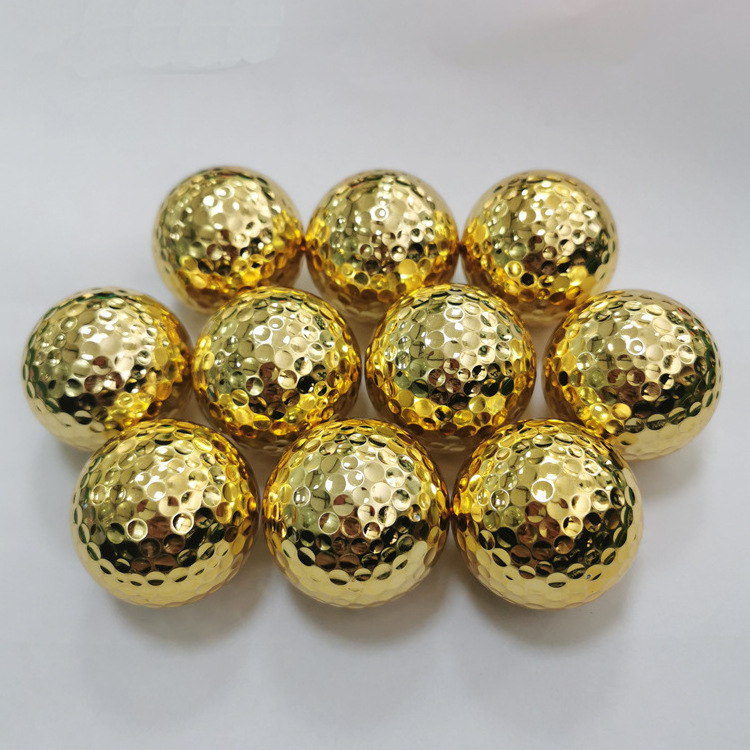 Wholesale Custom Logo Novelty Golden Color Two Layer Gold-Plated Golf Balls