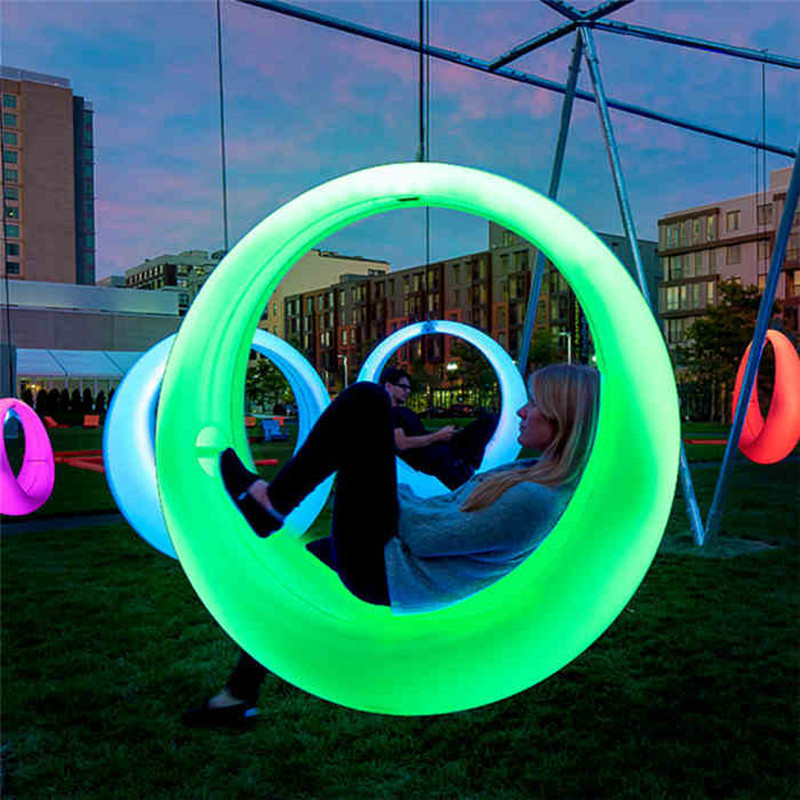 led illuminated round swing led moon swing outdoor