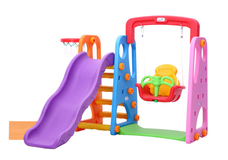 Baby Plastic castle slide and swing play set mini slide and swing