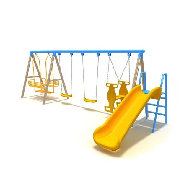 Kindergarten Children Plastic Slide Playground Equipment Outdoor Metal Swing and Slide Sets Kids Amusement Park for sale