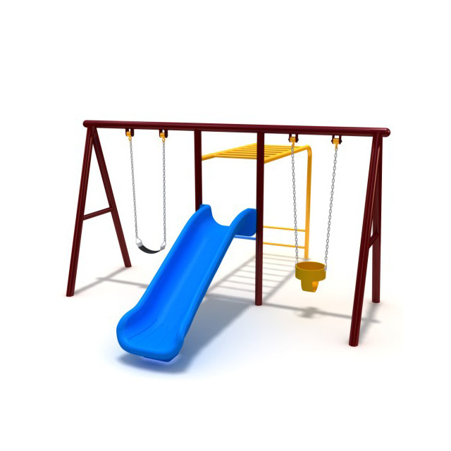 Kindergarten Children Plastic Slide Playground Equipment Outdoor Metal Swing and Slide Sets Kids Amusement Park for sale