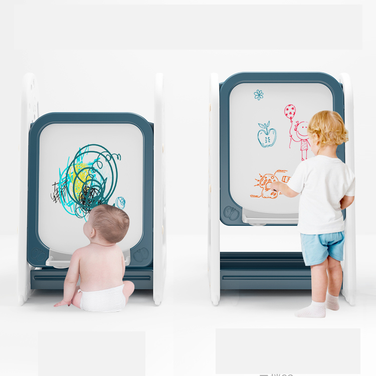 Kids drawing board with storage box writing desk with chair indoor plastic bookshelf for kids