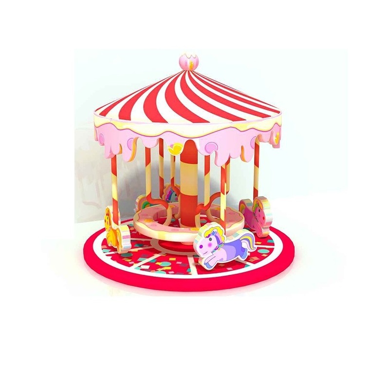 Commercial Good Quality Colorful 4-seater Carousel Machine Kids Soft Indoor Playground Equipment Professional Manufacturer