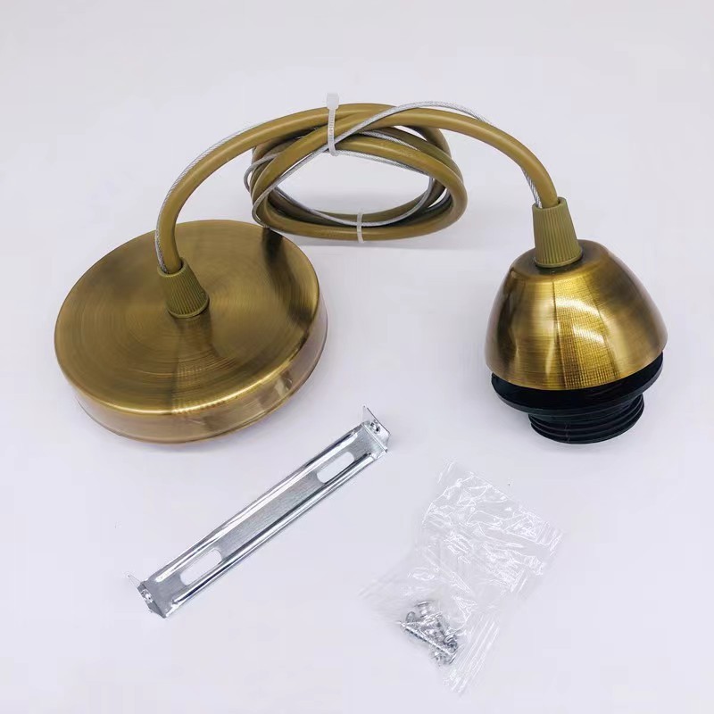 High Quality Brass DIY pendant lamp parts metal lampholder E27 Edison Light Bulb Socket with Knob Switch