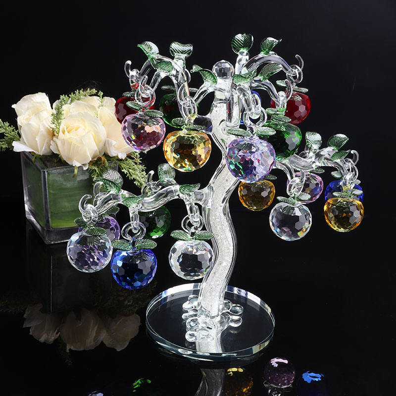 CR113 Hand Made Crystal Apple Tree for Wedding Souvenirs High Quality Crystal Home Decoration