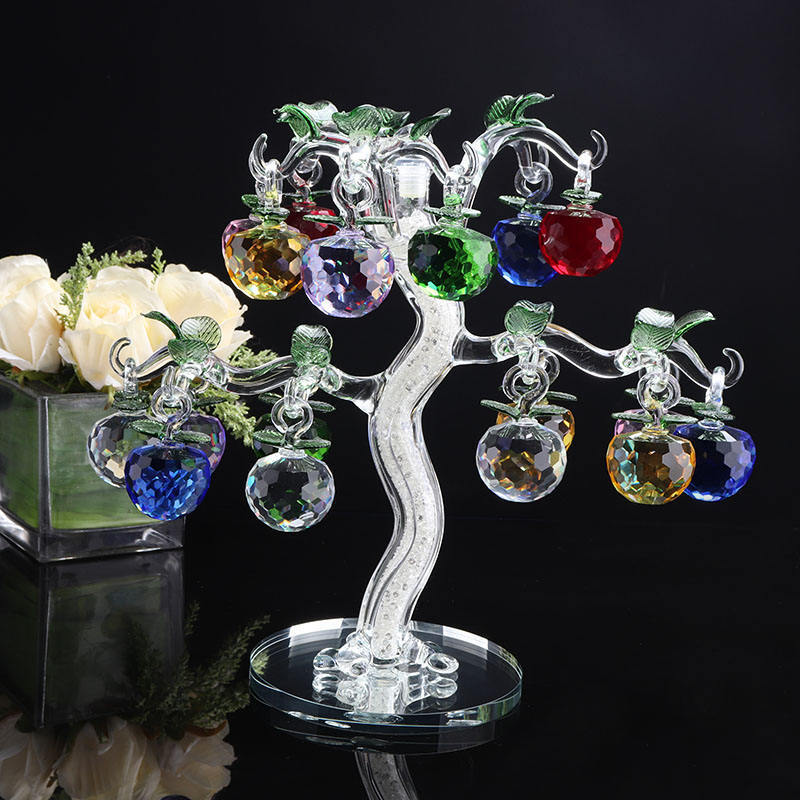 CR113 Hand Made Crystal Apple Tree for Wedding Souvenirs High Quality Crystal Home Decoration