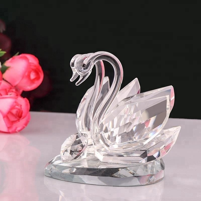 double crystal swan wedding favor