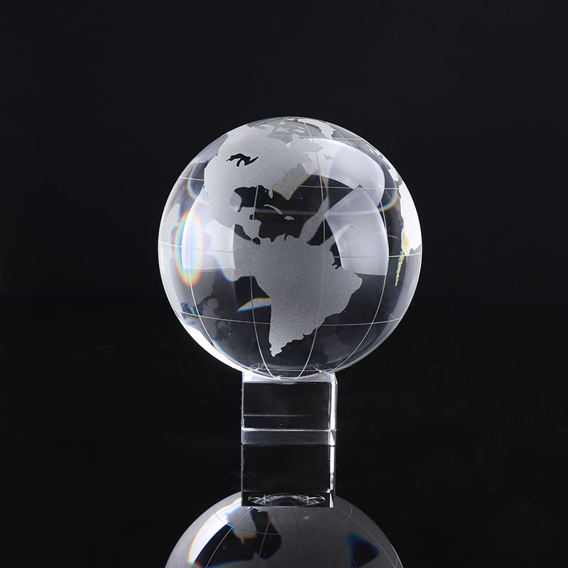 Decorative Round Ball Shaped Clear Glass World Globe Crystal Earth Globe