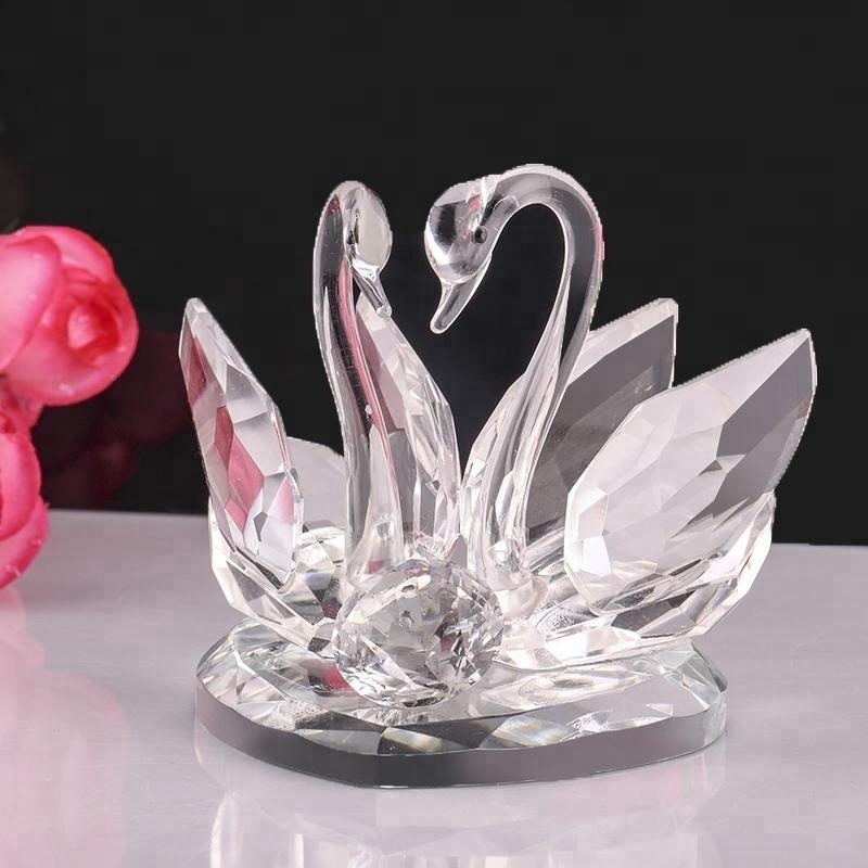 double crystal swan wedding favor