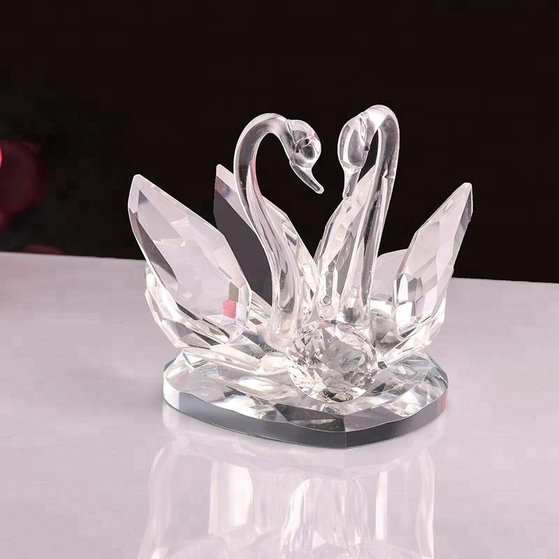 double crystal swan wedding favor