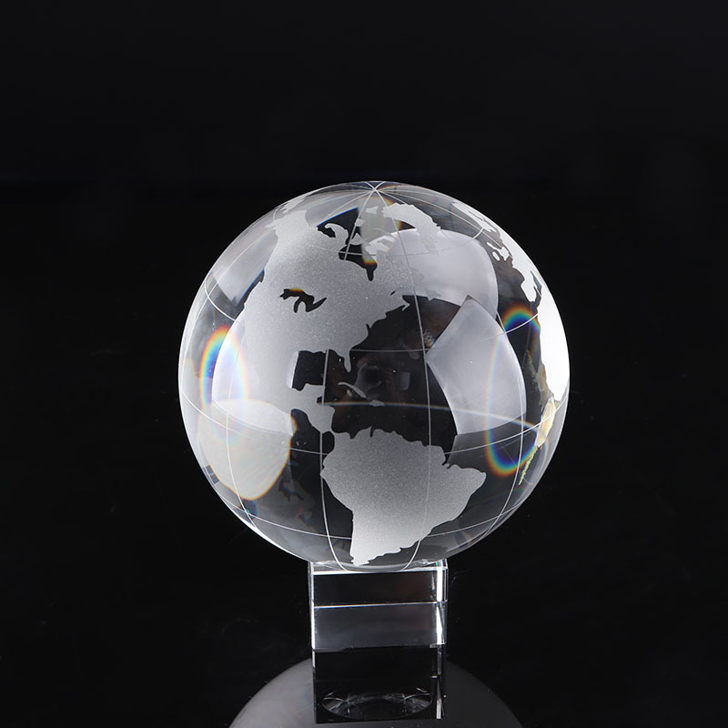 Decorative Round Ball Shaped Clear Glass World Globe Crystal Earth Globe