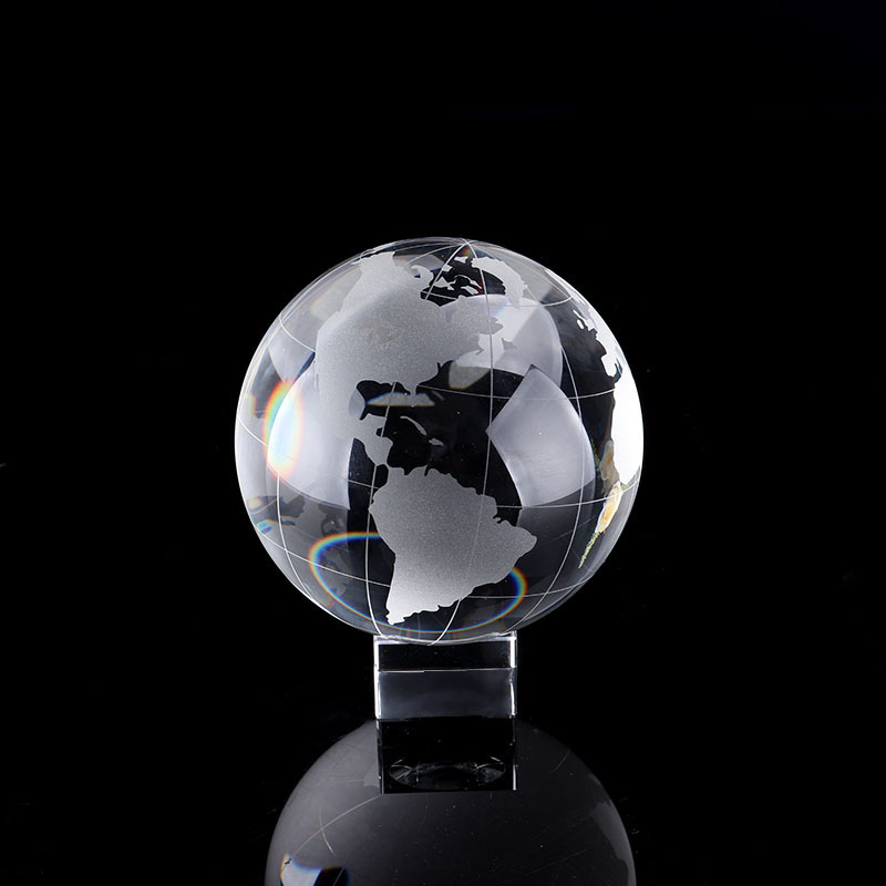 Decorative Round Ball Shaped Clear Glass World Globe Crystal Earth Globe