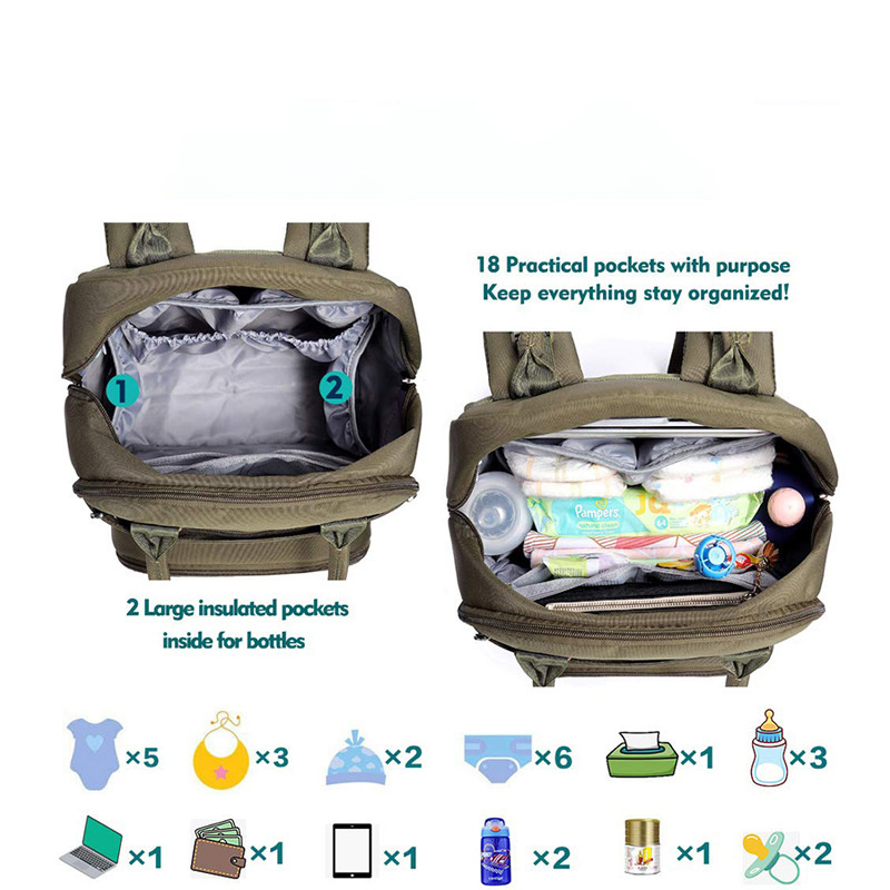 Vendors Luxury Waterproof Wholesale Mother Care Nappy Changing Bags Folding Multifunctional Diaper Designer Baby Diaper Bag