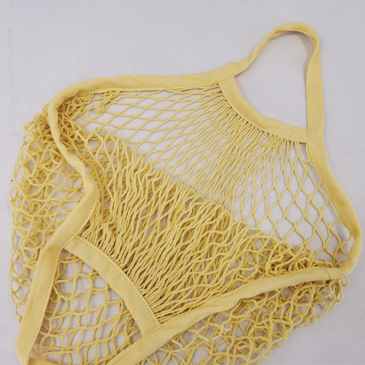 Factory In Stock Lemon Yellow Cotton Mesh Eco Bag For Fruit Vegetable