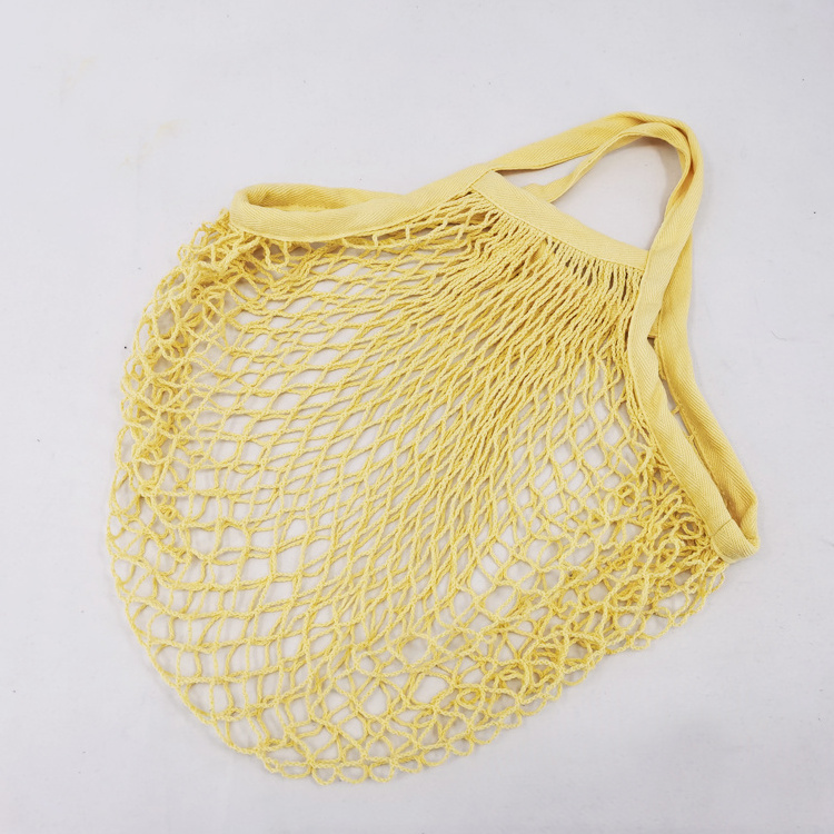 Factory In Stock Lemon Yellow Cotton Mesh Eco Bag For Fruit Vegetable