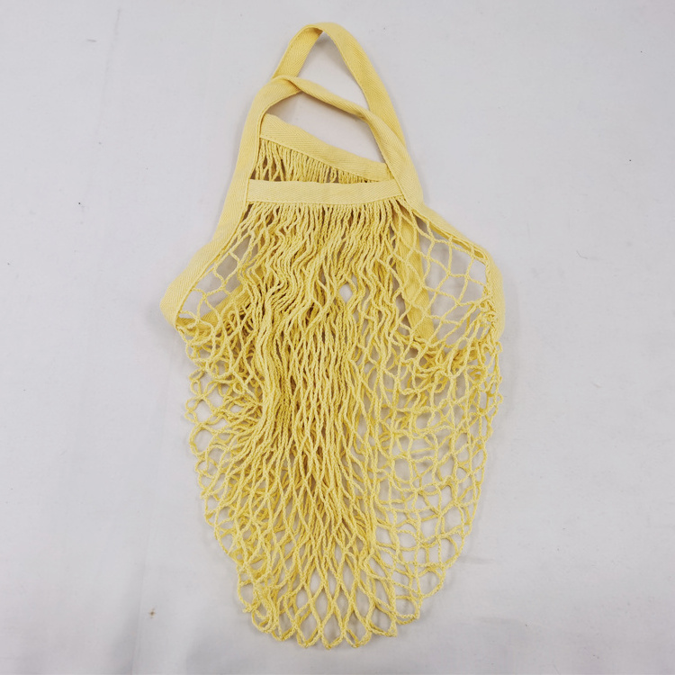 Factory In Stock Lemon Yellow Cotton Mesh Eco Bag For Fruit Vegetable