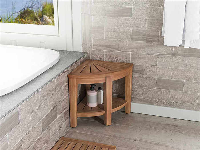 Bathroom Storage Stool Living Room Furniture Home Stool Teak Wood Shower Bench with Shelf Storage Stool