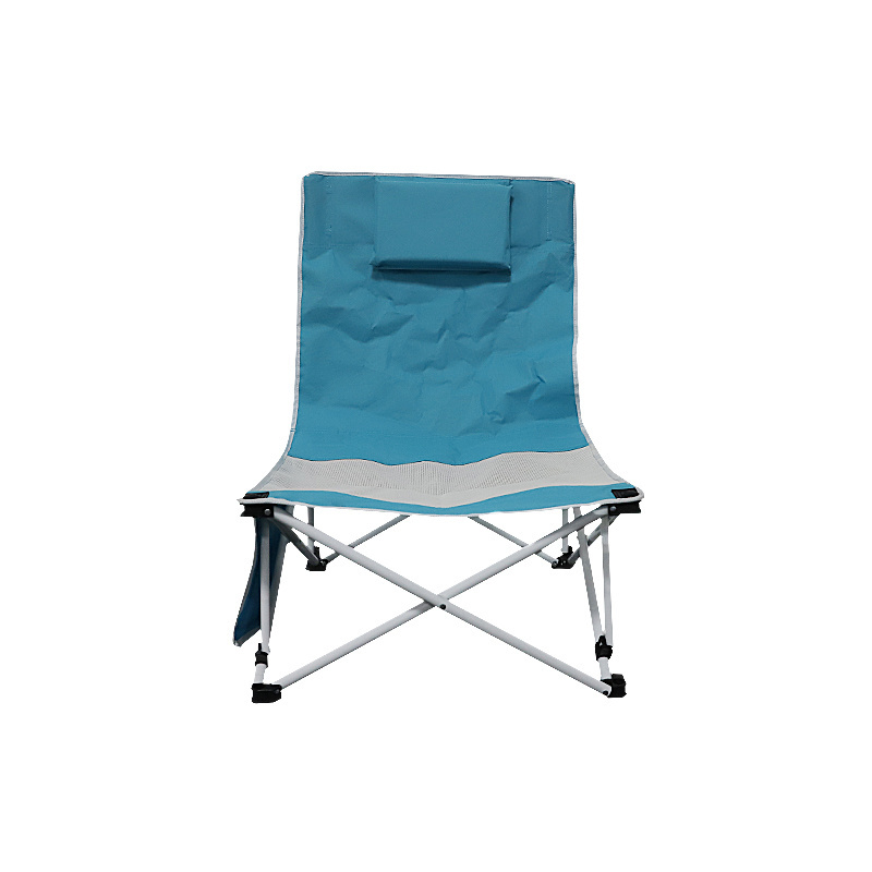 Low Profile Folding Beach Chair High Mesh Reclining Back Camping Chair w/Padded Armrest