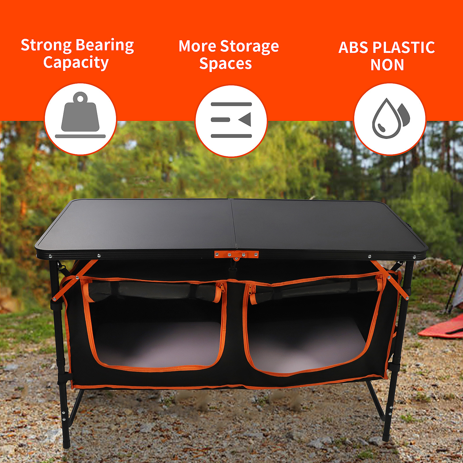 Outdoor Aluminum Portable Folding Camping Table with Storage Bag 2 Adjustable Height Camping table