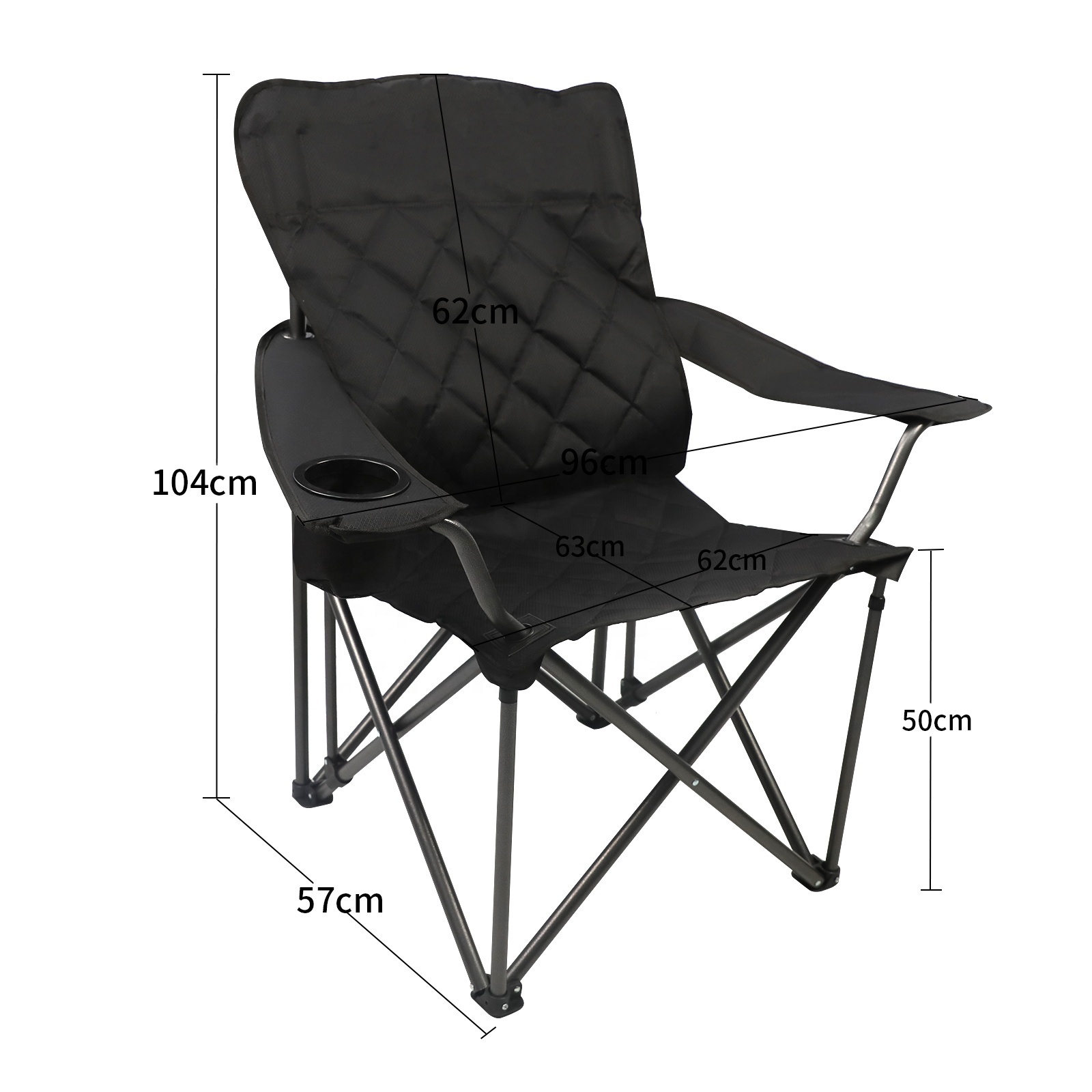 Folding Chair with Back Support for Heavy People Outdoor  Garden Chair Oversize Padded Chair