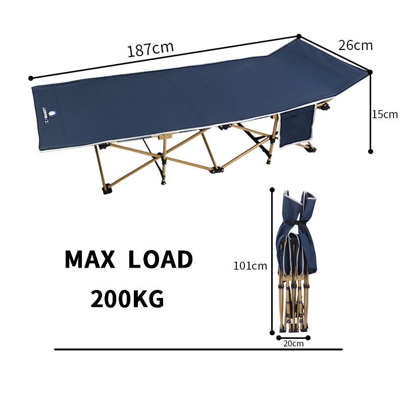 Outdoor Folding Camping Bed Portable Sturdy Sleeping Cot w/Pocket for Travel Beach Home Office Nap