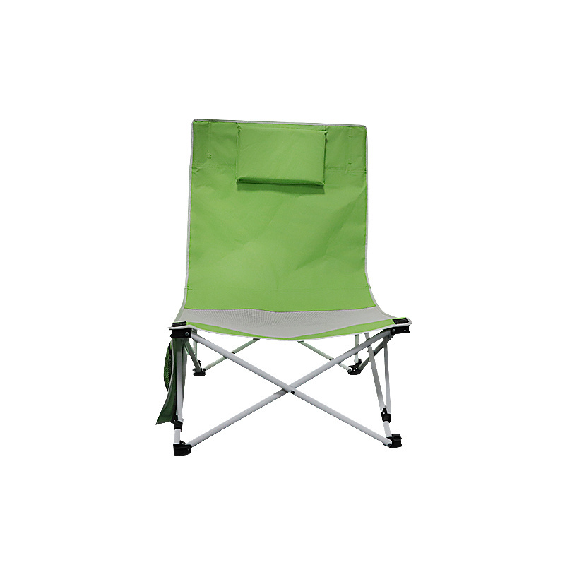 Low Profile Folding Beach Chair High Mesh Reclining Back Camping Chair w/Padded Armrest