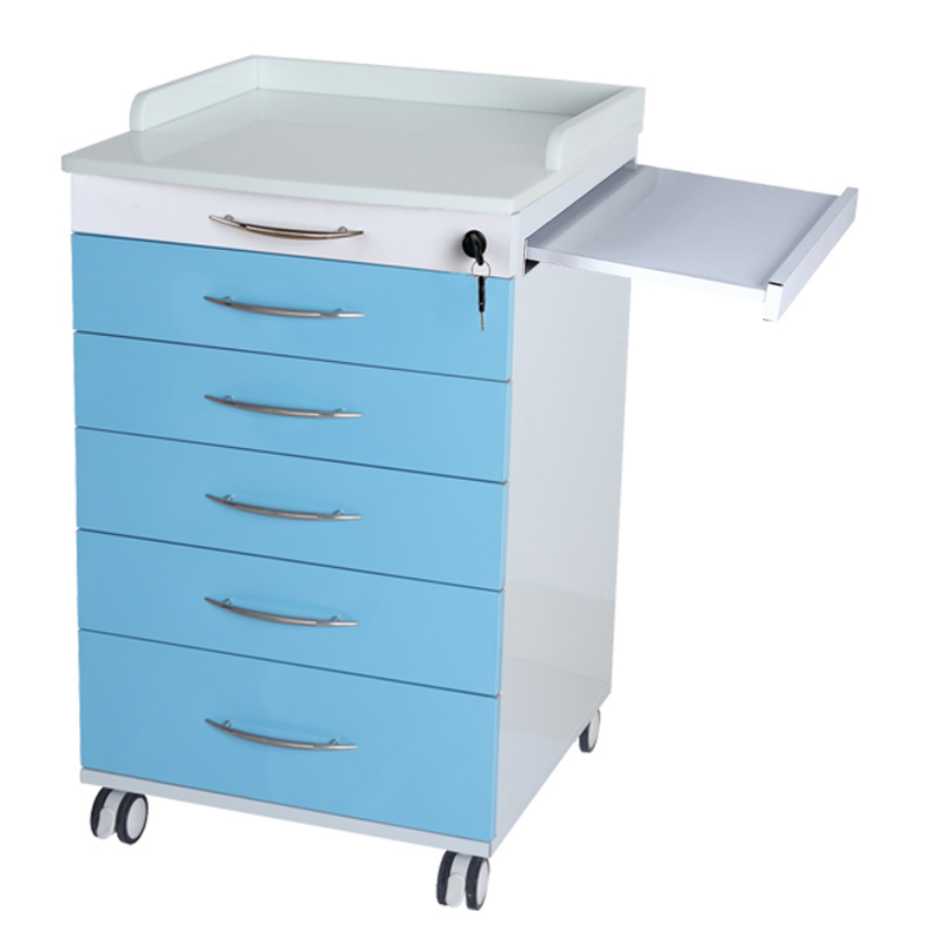 Dental Mobile Cabinet Stainless Steel Cabinet With Five Drawers and Side Plate Hospital Furniture