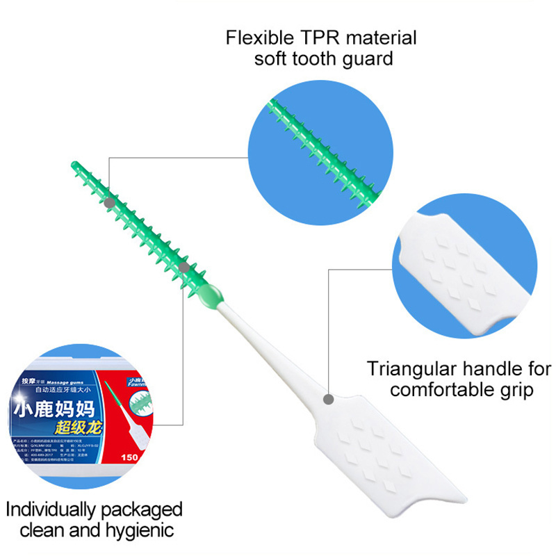 Dental Floss Pick Slim Biodegradable Dental Floss Teeth Gap Cleaner Toothbrush i Shaped Rubber Interdental Spare Brush