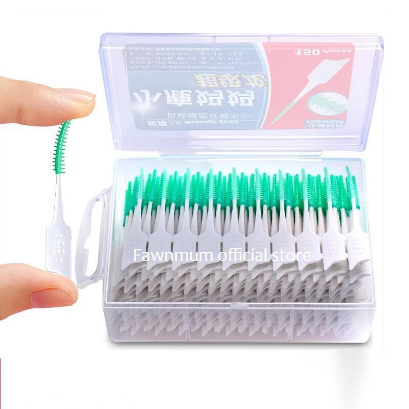 Dental Floss Pick Slim Biodegradable Dental Floss Teeth Gap Cleaner Toothbrush i Shaped Rubber Interdental Spare Brush