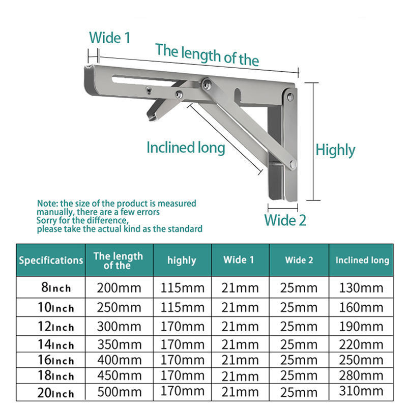 Jinrongda Furniture Hardware Heavy Duty Hidden Wall Mounted Folding Shelf Brackets Triangle Brackets for Space Saving