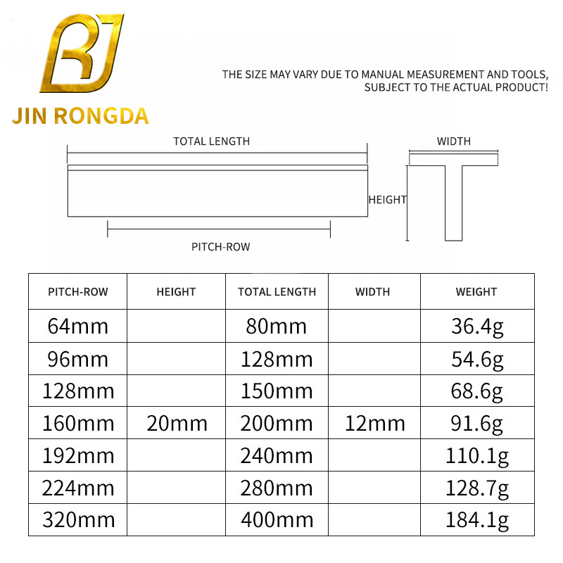 Jinrongda modern iron cabinet door pull handles champagne bronze cabinet handles