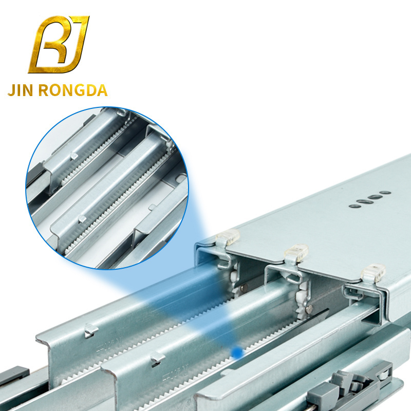 Jinrongda Telescopic Ball Bearing Full Extension 22 Inch Soft Close Drawer Slides With Nail