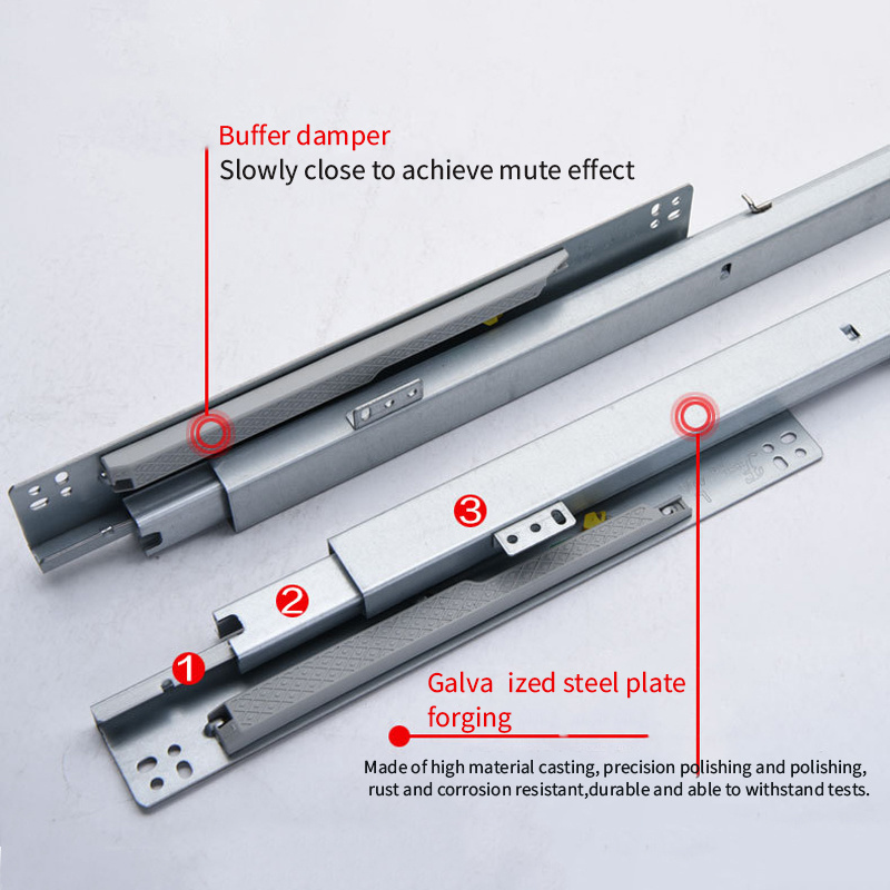 Jinrongda Self Closing Undermount Electrical Plastic Hardware Sliding Kitchen Truck Under Mount Drawer Slides