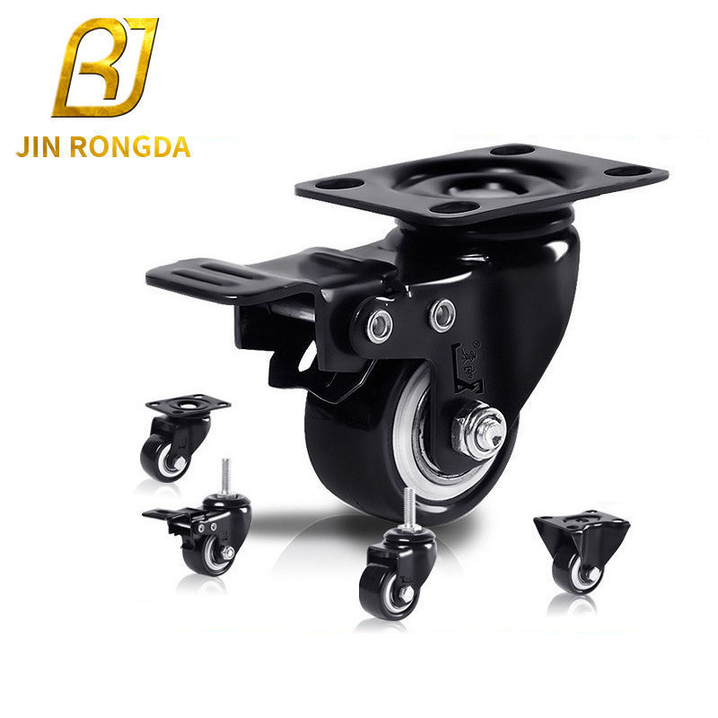 Jinrongda Mute Caster Wheels 4 5 8 Inch Swivel Metal Copper Furniture Black Rotatable Computer Chair Casters