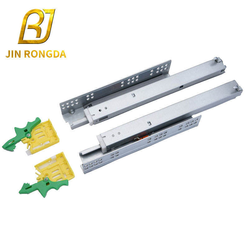 Jinrongda Professional Cold Rolled Steel Ball Bearing Industrial Telescopic Drawer Slide With Adjustable Nail