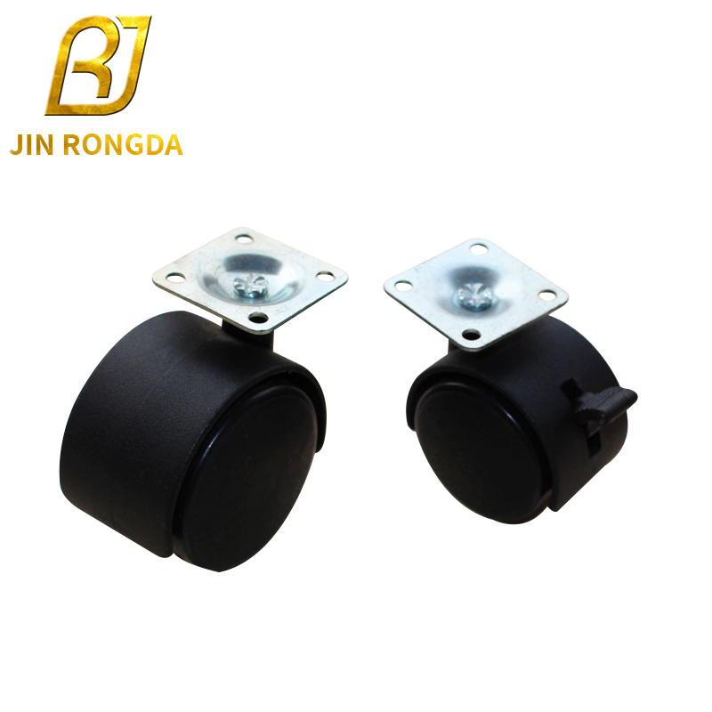 Jinrongda wholesale Mute 1.5 inch caster wheels with brakes heavy duty nylon office furniture lockable chair casters