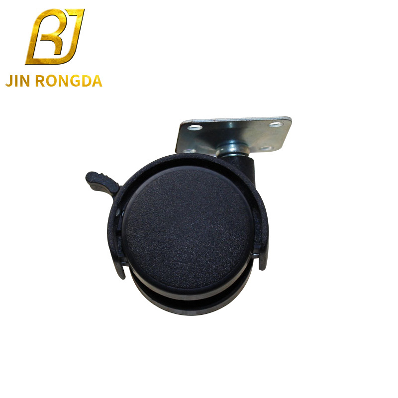 Jinrongda wholesale Mute 1.5 inch caster wheels with brakes heavy duty nylon office furniture lockable chair casters