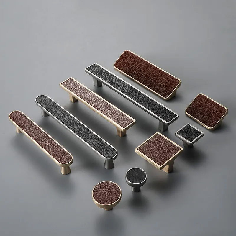 Modern Black And Gold Square Furniture Accessories Hardware Aluminum Bedroom Pull Cabinet Drawer Hidden Handles And Knobs