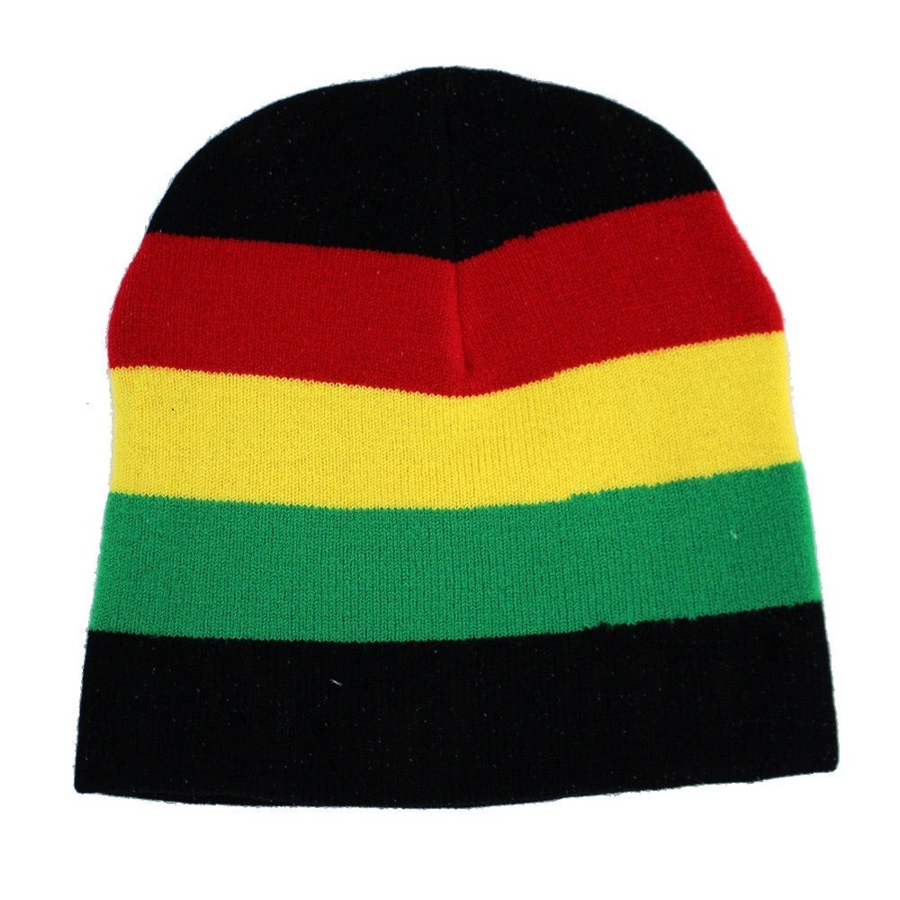 Cheap Stripe Beanie Jamaica  Knit Winter Hat Plain Acrylic Custom Rasta Knit Acrylic  Beanie