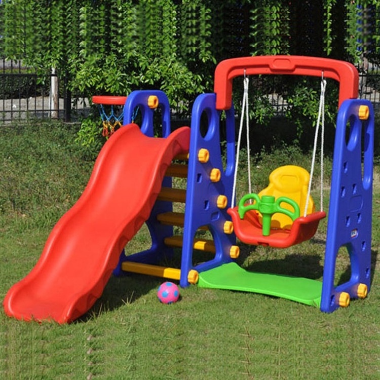 China Popular Design Home Using 3 In 1 Baby Plastic Indoor Slides And Swing for Kids