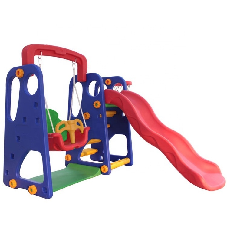 China Popular Design Home Using 3 In 1 Baby Plastic Indoor Slides And Swing for Kids