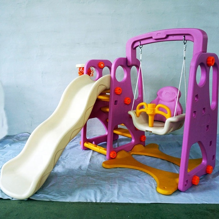 China Popular Design Home Using 3 In 1 Baby Plastic Indoor Slides And Swing for Kids