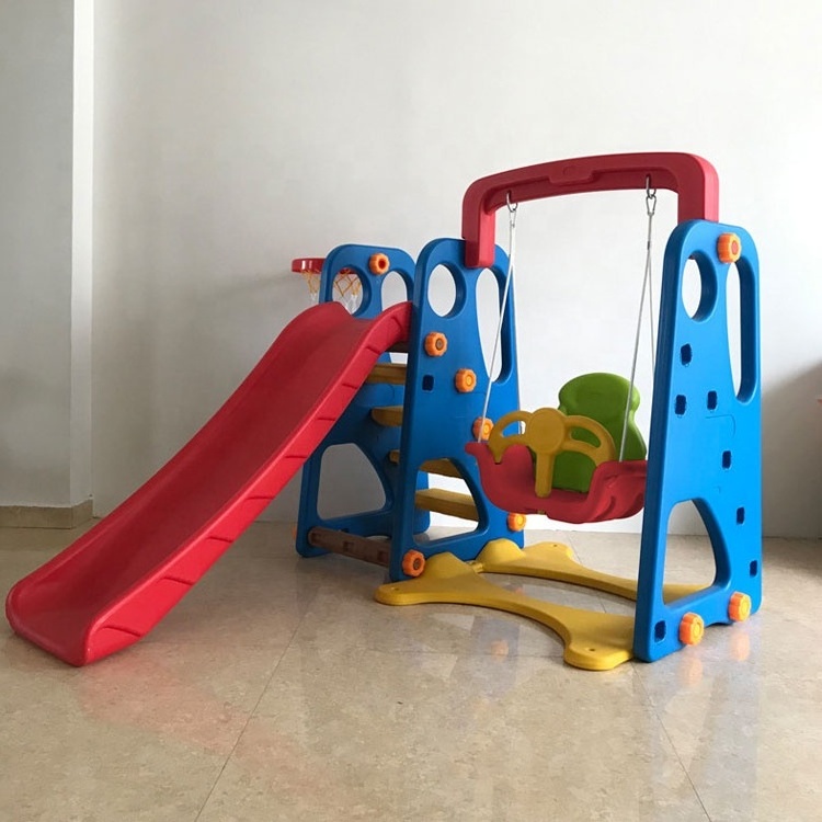 China Popular Design Home Using 3 In 1 Baby Plastic Indoor Slides And Swing for Kids