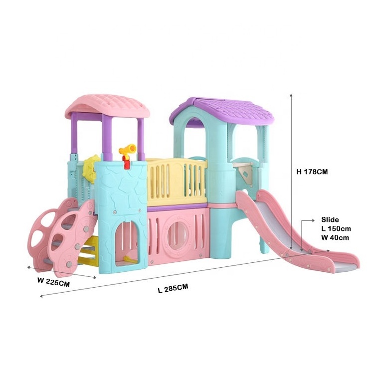 Plastic Family Combination Small Indoor Kids Playground Slide For Children